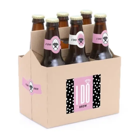 Big Dot of Happiness Omg, You're Getting Married - Engagement Party Decorations for Women - 6 Beer Bottle Label Stickers and 1 Carrier image {1}