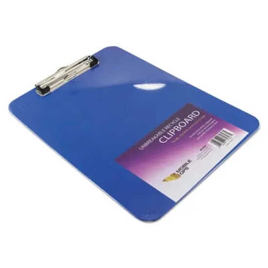 Mobile OPS Unbreakable Recycled Clipboard, 0.25" Clip Capacity, Holds 8.5" x 11" Sheets, Blue image {3}