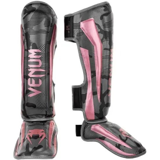 Venum Elite Protective MMA Shin Instep Guards - Black/Pink/Gold image {3}