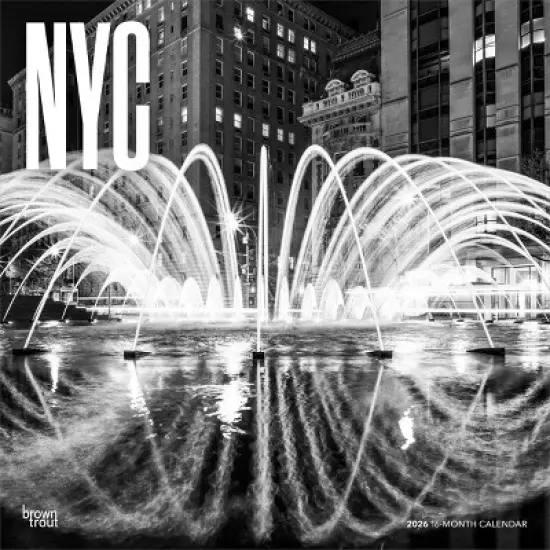 BrownTrout New York City Black and White 2026 12"x24" Hanging Square Wall Calendar Plastic-Free image {9}