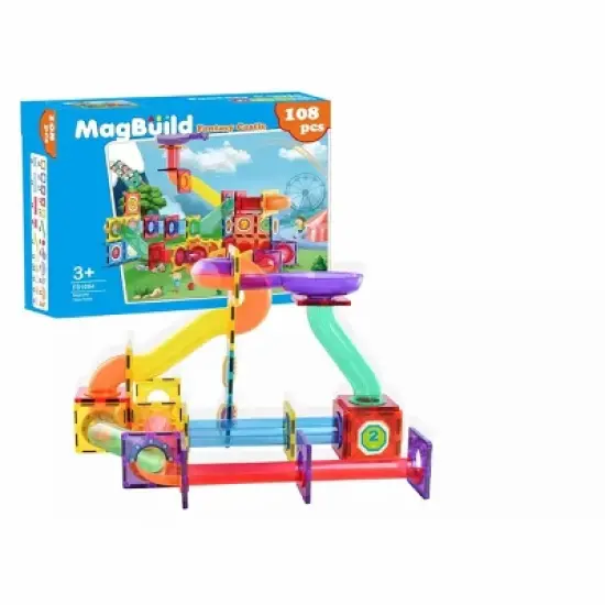 Link Kids Magnetic Building Blocks Tile Fantasy Castle Set Help Build Kids Creativity Minds Open Ended Play Educational 108 Piece Set image {3}