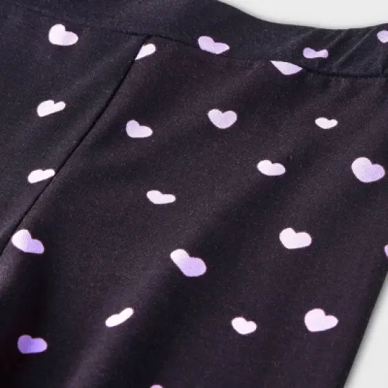 Elle Olivia Toddler Girls' 2pc Pig Tail Hearts Pajama Set - Black  image {3}