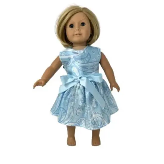 Doll Clothes Superstore Size 4 Matching Girl And Doll Blue Paisley Satin Dresses image {2}
