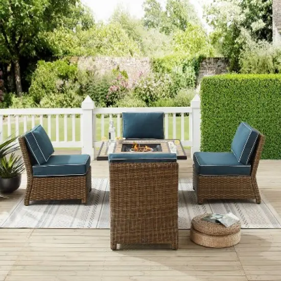 Bradenton 5pc Outdoor Wicker Armless Chair & Fire Table Set - Crosley
 image {2}