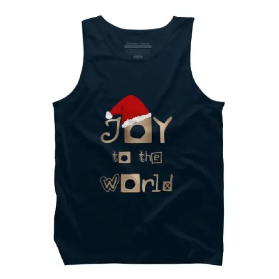 Men's Design By Humans Christmas Design - Joy to the World in Gold Design and Red By SimplyDesign Tank Top image {5}