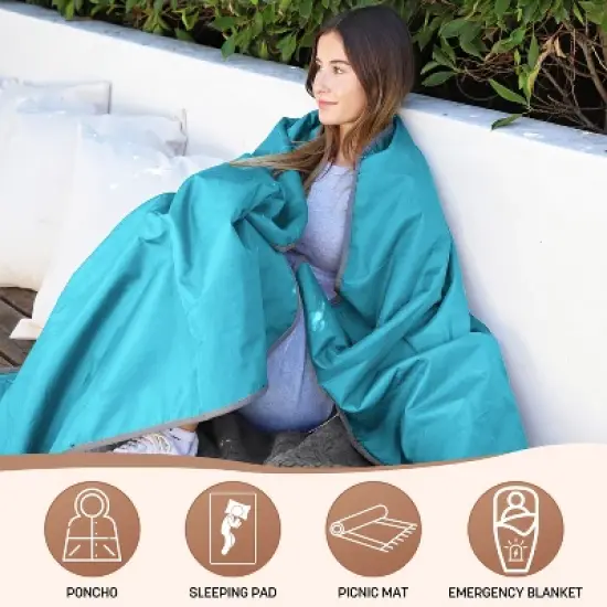 Tirrinia Waterproof Outdoor Blanket with Fleece Lining, Windproof Triple Layers Warm Comfy Foldable for Camping Stadium, Grass, Concerts, Car image {1}