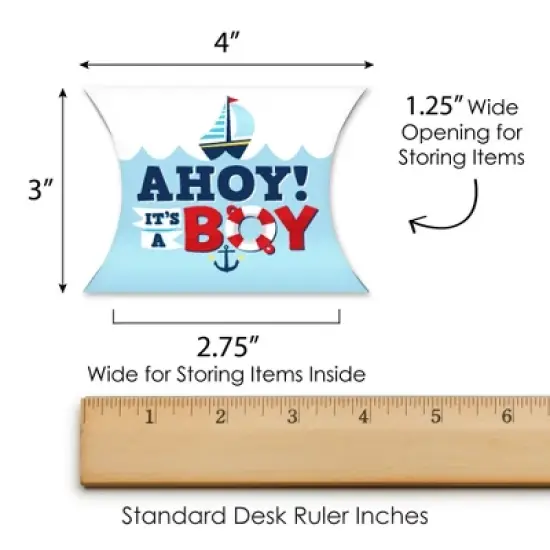 Big Dot of Happiness Ahoy It's a Boy - Favor Gift Boxes - Nautical Baby Shower Petite Pillow Boxes - Set of 20 image {5}