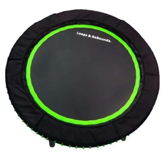 LEAPS & REBOUNDS 48" Adjustable Stability Bar Attachment with 48" Mini Fitness Trampoline and Home Gym Rebounder for Cardio Exercises, Green image {2}
