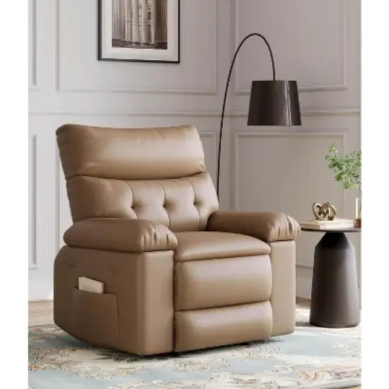 Manual Recliner Chair, 360 Degree Swivel Sofa, Pu Leather Cozy Lounge Chair with Side Pocket image {11}