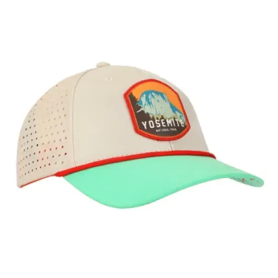 Yosemite National Park Cream and Teal 6-Panel Unstructured Hat image {2}