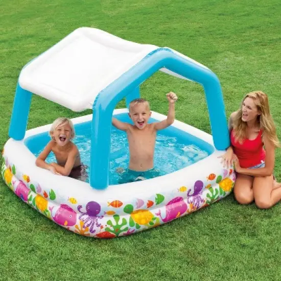 Intex 5.2ft x 5.2ft x 48in Inflatable Ocean Scene Sun Shade Kids Pool (2 Pack) image {4}