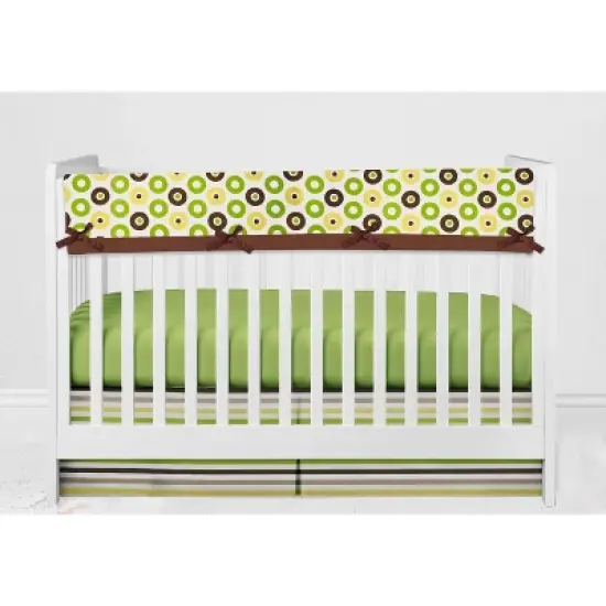 Bacati - Mod Dots Stripes Green Yellow Beige Brown 6 pc Crib Bedding Set with Long Rail Guard Cover image {6}