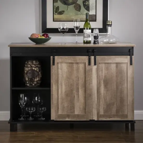 Modern Industrial Storage Cabinet with Sliding Doors - Glitzhome image {2}