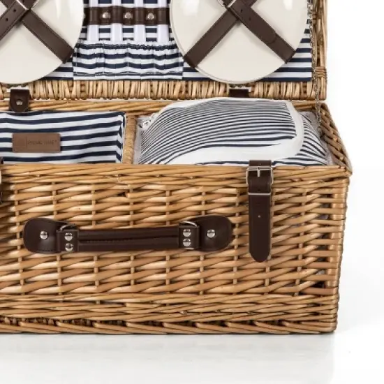 Picnic Time Belmont Striped Picnic Basket Blue/White image {3}