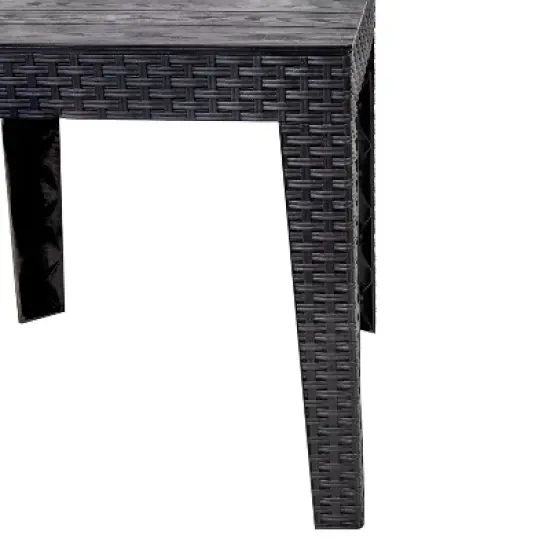 Sunnydaze Weather-Resistant Outdoor Side Table with Faux Wood Plank Tabletop - 16.5" Square - Black image {6}