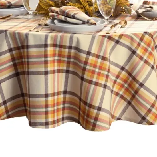 Russet Harvest Woven Plaid Tablecloth - Elrene Home Fashions image {1}