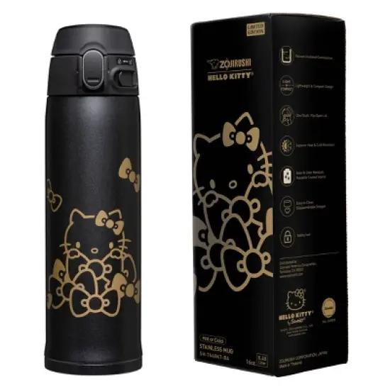Zojirushi Hello Kitty Stainless Steel 16oz Travel Mug SM-TA48KT - Black image {2}