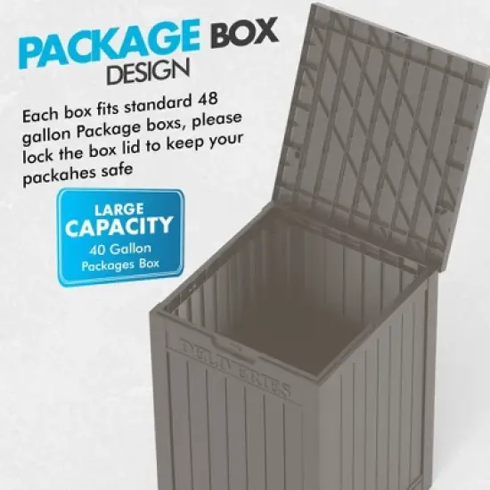 Sersper 48 Gallon Multi-Purpose Lockable Trash, Storage & Parcel Drop Box, Waterproof Resin, Brown (4 Pack) image {1}