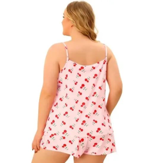 Agnes Orinda Women's Plus Size Foral Top with Elastic Waist Shorts Nightgown Set image {3}