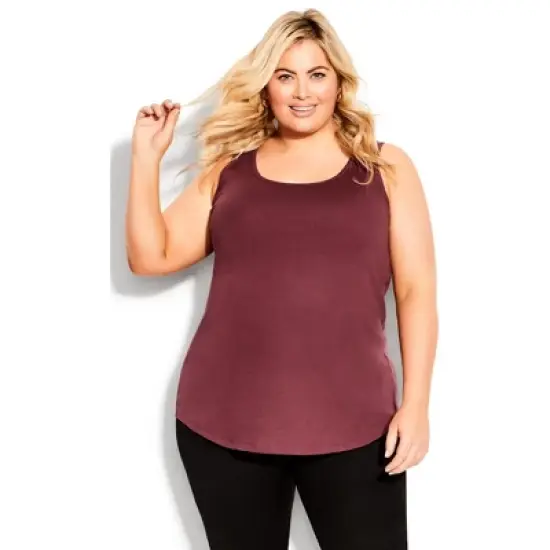 Women's Plus Size Plain Tank - plum | AVENUE image {6}
