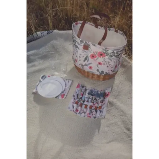 Picnic Time Promenade Floral Pattern Picnic Basket: Wicker & Canvas, Botanical Design, Disney's The Little Mermaid image {14}