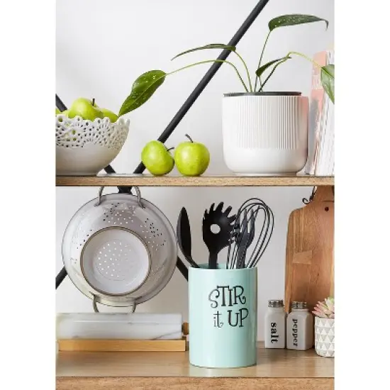 Design Imports Aqua Stir It Up Ceramic Utensil Holder image {6}