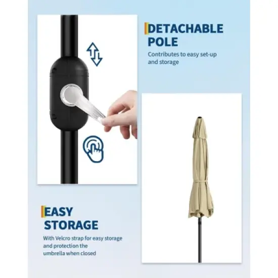 7.5FT Patio Umbrella Outdoor, Market Umbrella, Table Umbrella with Push Button Tilt and Crank, 6 Sturdy Ribs UV Protection Waterproof image {6}