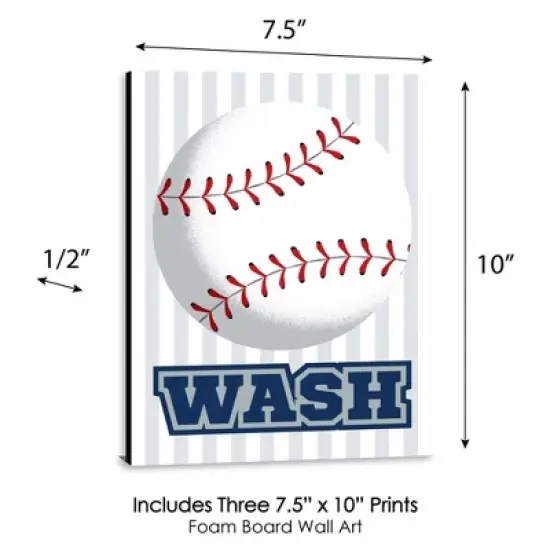 Big Dot of Happiness Go, Fight, Win - Sports - Kids Bathroom Rules Wall Art - 7.5 x 10 inches - Set of 3 Signs - Wash, Brush, Flush image {4}