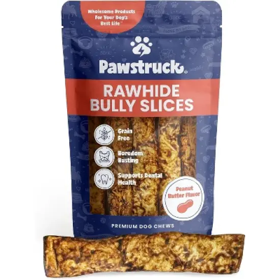 Pawstruck Natural Bully Slices Beef Hide Chews for Dogs - Made with No Artificial Ingredients - 1 lb. Bag image {9}