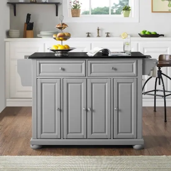 Alexandria Kitchen Island with Granite Top Vintage Gray/Black - Crosley image {4}