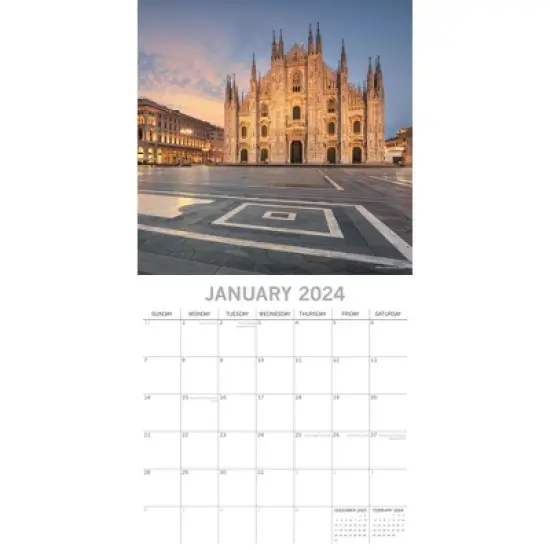 The Gifted Stationery 2024 Square Wall Calendar, Italy, 16-Month Passport Collection Theme with 180 Reminder Stickers (12x12 In) image {1}