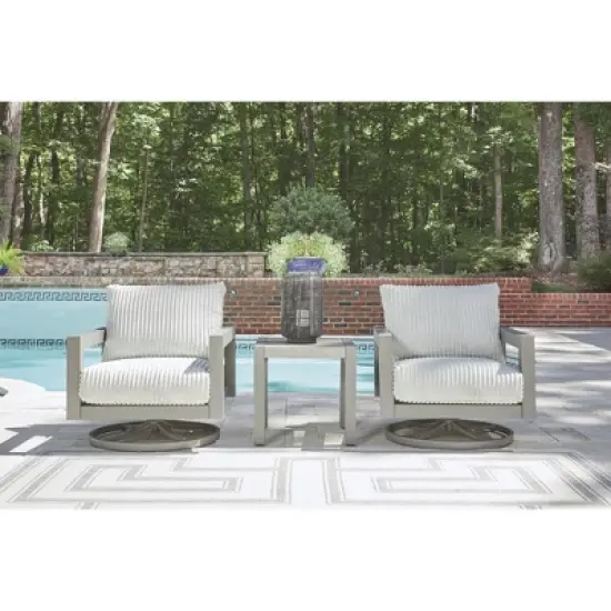 Signature Design by Ashley Moonlight View Outdoor End Table - Modern 23" Square Side Table with Weather-Resistant Sintered Stone Top - Gray image {4}