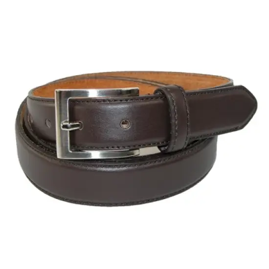 CTM Men's Big & Tall Leather Basic Dress Belt with Silver Buckle image {3}
