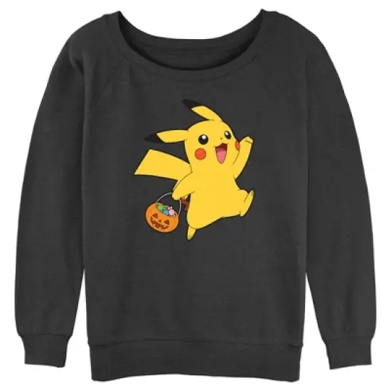 Junior's Pokemon Halloween Trick-or-Treating Pikachu Sweatshirt image {3}