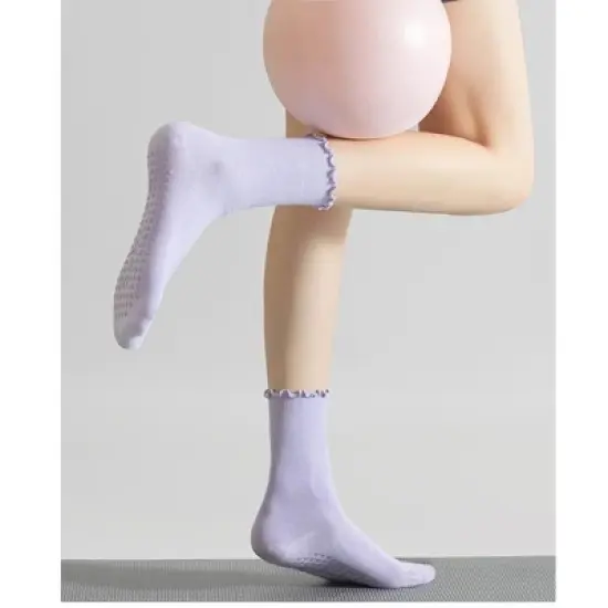 Anna-Kaci 5 Pairs Women's Anti-Slip Crew Yoga Socks Soft Cotton Grip Sole Seamless Toe Design for Pilates Indoor Workouts image {3}