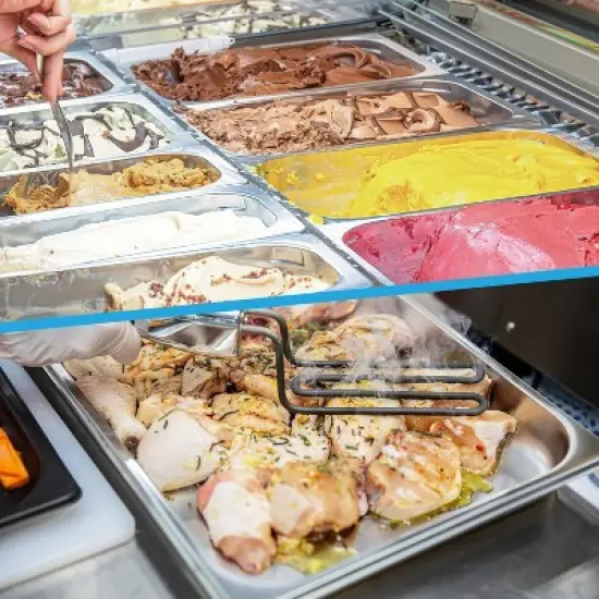 CuisinSmart 6 Pack Steam Table Pan, Stainless Steel Catering Pans, Commercial Anti-Jamming Hotel Pan with Handle, 2.5/4/6 Inch Deep image {5}