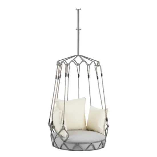 Outdoor Hanging Basket Swing Chair with UV-Resistant Cushion, 8" Thick Seat, 300 lbs Capacity image {8}