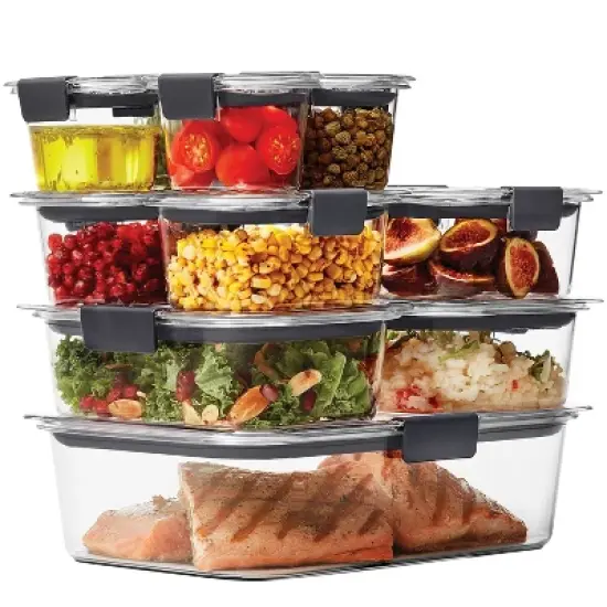 Rubbermaid Brilliance 22pc Plastic Food Storage Container Set Clear image {2}