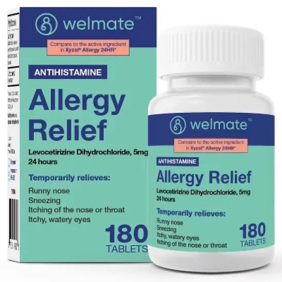 WELMATE 24 Hour Allergy Relief Tablets -  Levocetirizine 5mg 180ct image {8}