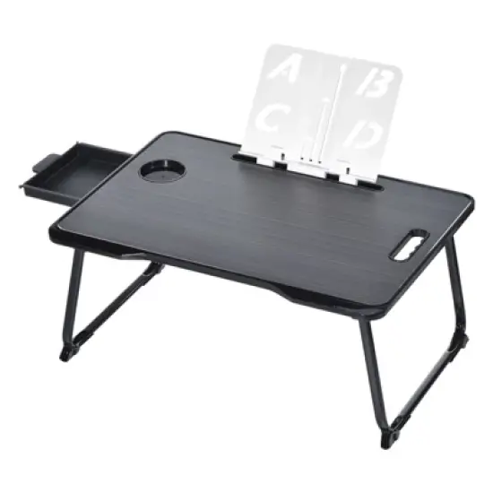 Unique Bargains Laptop Bed Desk Tray Portable Desk with Storage Drawer Reading Holder Water Slot Foldable Table image {4}