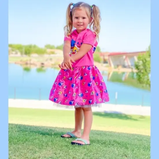 Pinkfong Daddy Shark Mommy Shark Baby Shark Girls Costume Short Sleeve Dress Toddler image {1}