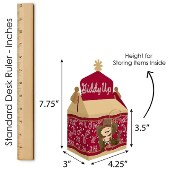 Big Dot of Happiness Little Cowboy - Treat Box Party Favors - Western Baby Shower or Birthday Party Goodie Gable Boxes - Set of 12 image {5}