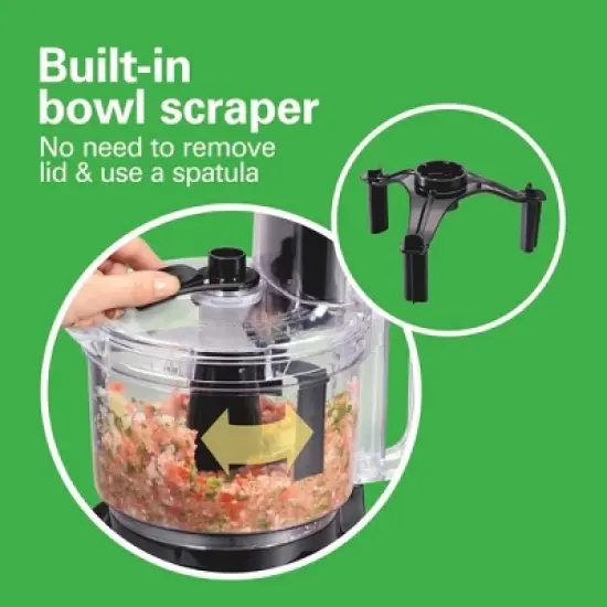 Hamilton Beach Bowl Scraper Food Processor Black - 70743: 450W, 2 Speeds, Dishwasher-Safe, 64oz Capacity, Chops, Full-Size image {10}