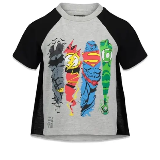 DC Comics Justice League Batman Superman The Flash Costume T-Shirt Capes and Masks Mask 7 Piece Outfit Set Toddler image {1}