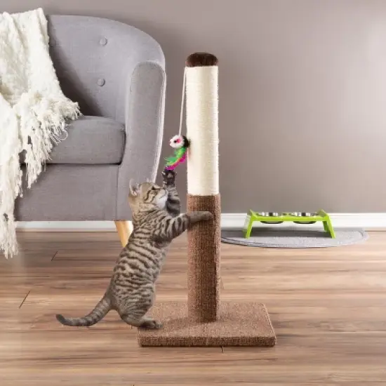 Pet Adobe Hanging Toy Cat Scratching Post for Cats and Kittens - 24.5", Brown image {1}