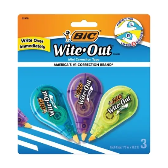 3pk Wite-Out Correction Tape Mini White - BIC: Stationery Office Supplies, 78.6ft image {8}