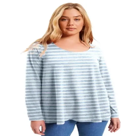 June + Vie by Roaman's Women&rsquo;s Plus Size Long-Sleeve Swing One + Only Tee image {14}