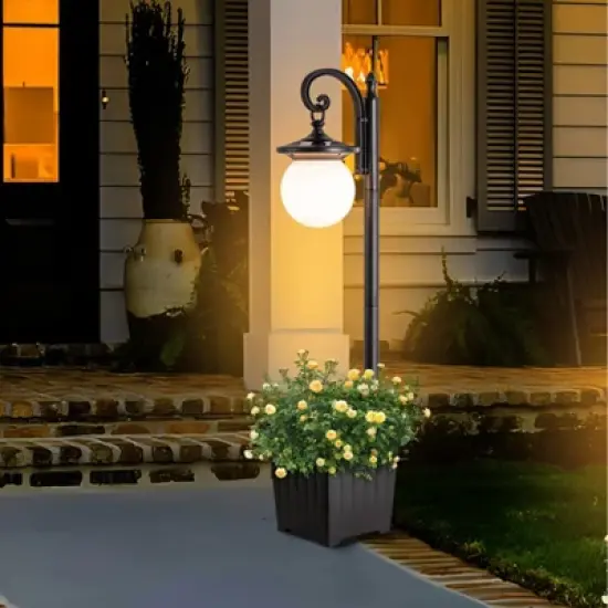 C Cattlya Solar Outdoor Post Light with Planter and Acrylic Shade image {8}