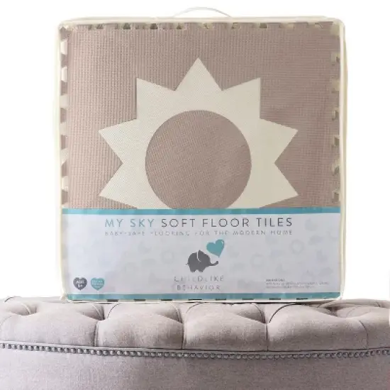 CHILDLIKE BEHAVIOR Baby Play Mat Tiles - Non Toxic Foam Floor Mat for Playroom & Nursery, 61"x61" X-Large, Biege image {2}