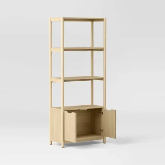 72.25" Scandi Bookcase with Three Shelves And Cabinet Storage Natural - Room Essentials&trade; image {2}